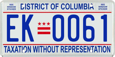 DC license plate EK0061