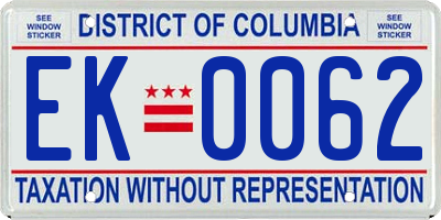 DC license plate EK0062