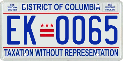 DC license plate EK0065