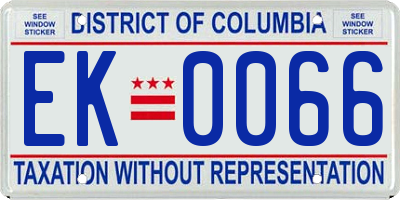 DC license plate EK0066