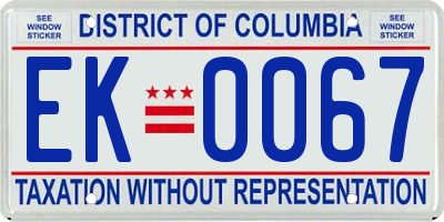 DC license plate EK0067