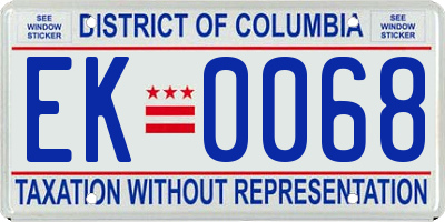 DC license plate EK0068