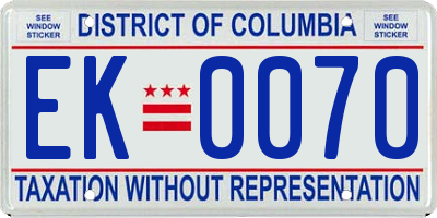 DC license plate EK0070