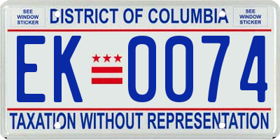 DC license plate EK0074