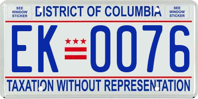 DC license plate EK0076