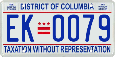 DC license plate EK0079