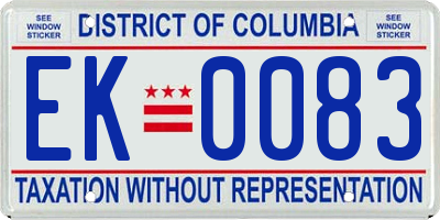 DC license plate EK0083