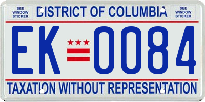 DC license plate EK0084