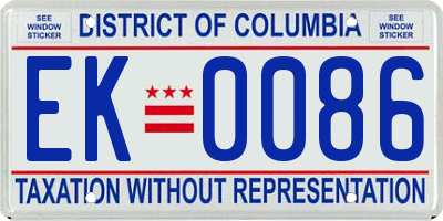 DC license plate EK0086