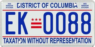 DC license plate EK0088