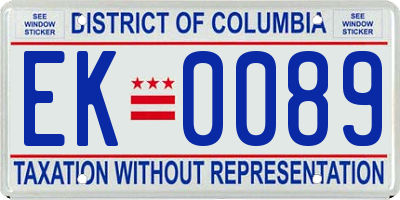 DC license plate EK0089