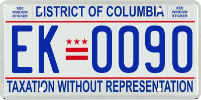 DC license plate EK0090