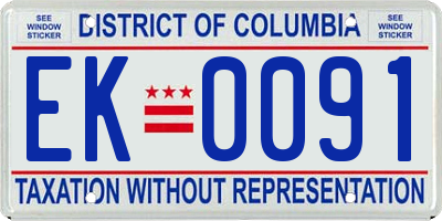 DC license plate EK0091