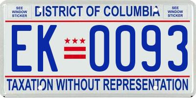 DC license plate EK0093