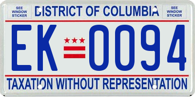 DC license plate EK0094