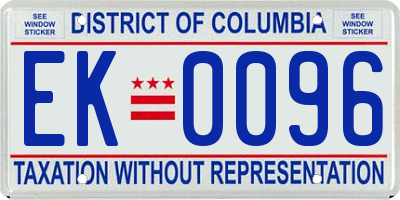 DC license plate EK0096