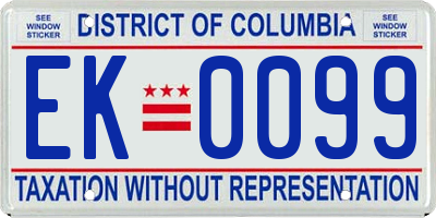 DC license plate EK0099