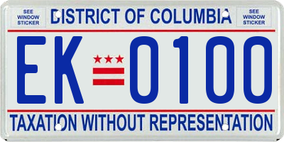 DC license plate EK0100