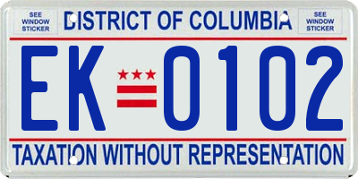 DC license plate EK0102