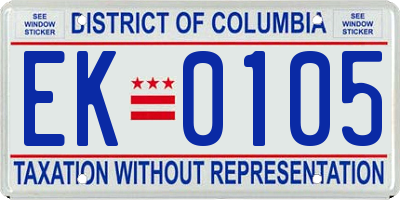 DC license plate EK0105