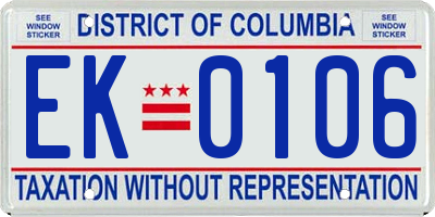 DC license plate EK0106