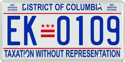 DC license plate EK0109