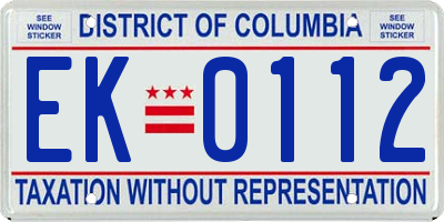 DC license plate EK0112