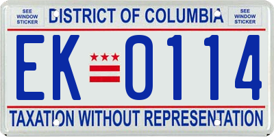 DC license plate EK0114