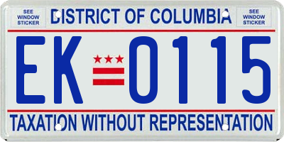 DC license plate EK0115