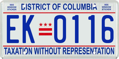 DC license plate EK0116