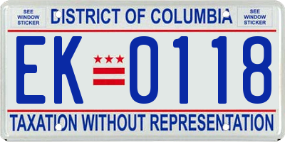 DC license plate EK0118