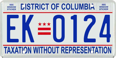 DC license plate EK0124