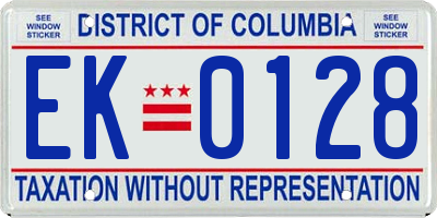 DC license plate EK0128