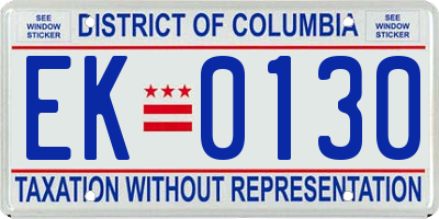 DC license plate EK0130