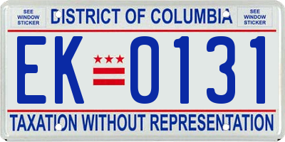 DC license plate EK0131