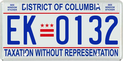 DC license plate EK0132