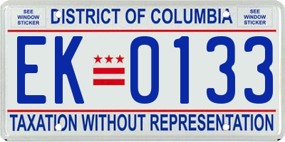 DC license plate EK0133