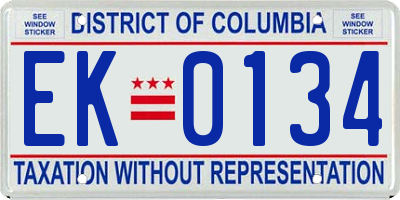 DC license plate EK0134