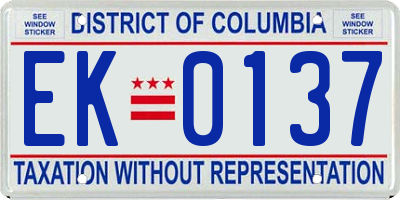 DC license plate EK0137