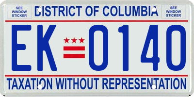 DC license plate EK0140