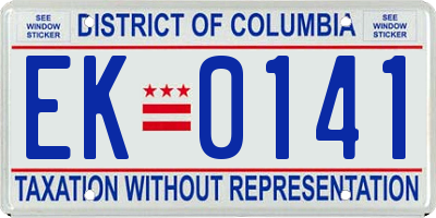 DC license plate EK0141