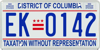 DC license plate EK0142