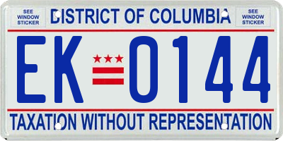 DC license plate EK0144