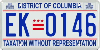 DC license plate EK0146