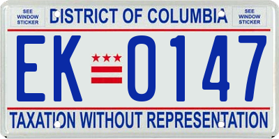 DC license plate EK0147