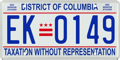 DC license plate EK0149