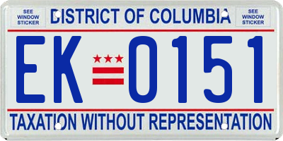 DC license plate EK0151