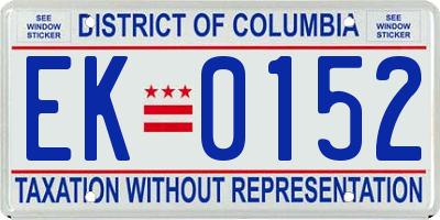 DC license plate EK0152