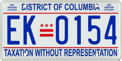 DC license plate EK0154