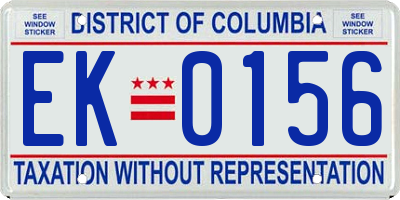 DC license plate EK0156